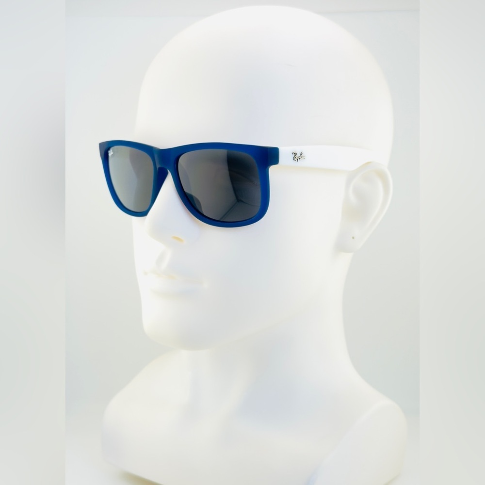 Ray-Ban Justin Sunglasses RB4165 Matte Transparent Blue Frame with Gray Lenses - Picture 2 of 14